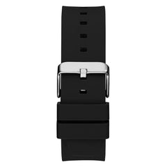 GUESS Men's 45mm Watch - Black Strap Black Dial Silver Case