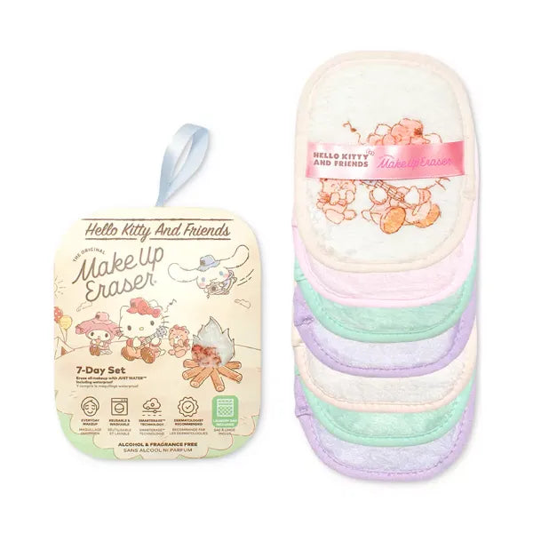 MakeUp Eraser 7-Pc Hello Kitty Glamping Makeup Removing Cloth Set