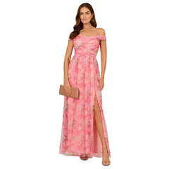 Adrianna Papell Women's Floral-Print Off-The-Shoulder Gown, Perfect for Formal Events and Special Occasions