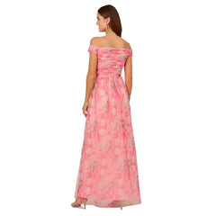 Adrianna Papell Women's Floral-Print Off-The-Shoulder Gown, Perfect for Formal Events and Special Occasions