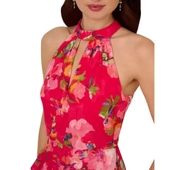 Adrianna Papell Women's Printed Sleeveless Mermaid Dress for Elegant and Flattering Evening Wear, Pink Multi