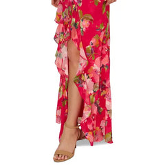 Adrianna Papell Women's Printed Sleeveless Mermaid Dress for Elegant and Flattering Evening Wear, Pink Multi