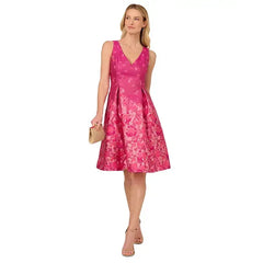 Adrianna Papell Women's Floral Jacquard Fit and Flare Dress for Elegant and Feminine Occasion Wear