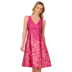 Adrianna Papell Women's Floral Jacquard Fit and Flare Dress for Elegant and Feminine Occasion Wear