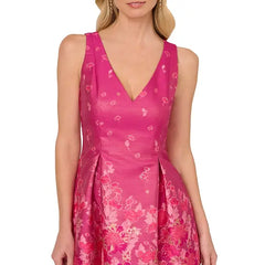 Adrianna Papell Women's Floral Jacquard Fit and Flare Dress for Elegant and Feminine Occasion Wear