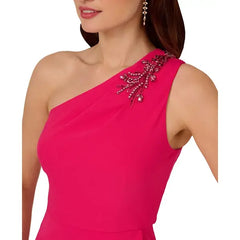 Adrianna Papell Women's Ruffled One Shoulder Dress for Elegant and Feminine Style, Geranium