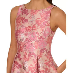 Adrianna Papell Women's Floral Jacquard Fit and Flare Dress for Elegant and Feminine Occasion Wear , Pink Multi