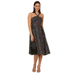 Adrianna Papell Womens Polka Dot Fit and Flare Dress, Classic and Playful Style for Special Occasions