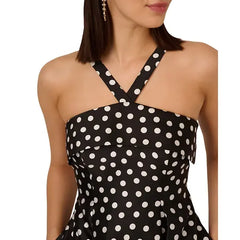 Adrianna Papell Womens Polka Dot Fit and Flare Dress, Classic and Playful Style for Special Occasions