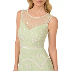 Adrianna Papell Womens Embellished Sleeveless Midi Dress, Elegant Party or Special Occasion Outfit