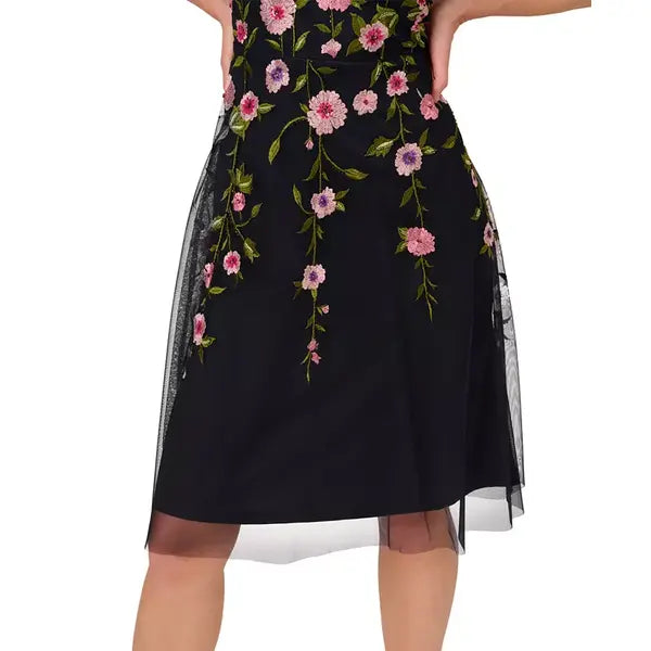 Adrianna Papell Womens Embroidered Beaded Fit and Flare Dress, Elegant –  DiscountStore