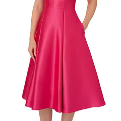 Adrianna Papell Women's Floral Appliqué Fit and Flare Dress for Elegant Occasion Wear, Electric Pink