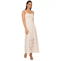 Adrianna Papell Women's Sequined Lace Gown, Perfect for Glamorous Events, Ivory