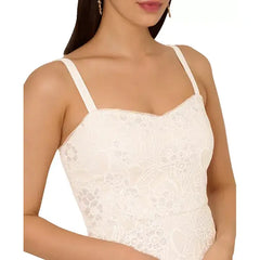 Adrianna Papell Women's Sequined Lace Gown, Perfect for Glamorous Events, Ivory