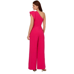 Adrianna Papell Women's Rosette One Shoulder Jumpsuit for Elegant and Modern Sophistication, Geranium