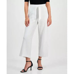 Anne Klein Petite Tie Waist Wide Leg Cropped Pants, Stylish Comfortable Fit for Everyday Wear