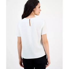 Anne Klein Womens Short Sleeve Blouse, Classic Lightweight Top for Work or Casual