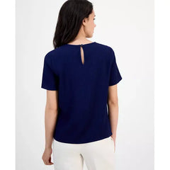 Anne Klein Womens Short Sleeve Blouse, Classic Lightweight Top for Work or Casual