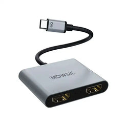 Mowsil USB-C to Dual HDMI Adaptor, Aluminium Shell