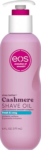 EOS Cashmere Shave Oil, Fresh & Cozy, Soothing Moisturizing, Prevents Irritation Razor Burn, Bikini Area-Approved, Body Care, 6 fl oz