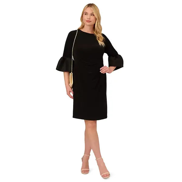 Adrianna Papell Womens Gathered Waist Bell Sleeve Dress, Elegant Daytime or Special Occasion Outfit
