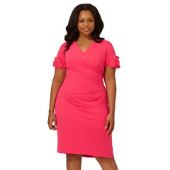 Adrianna Papell Plus Size Floral Appliqué Sheath Dress Elegant Floral Details for Formal Occasions, Petunia