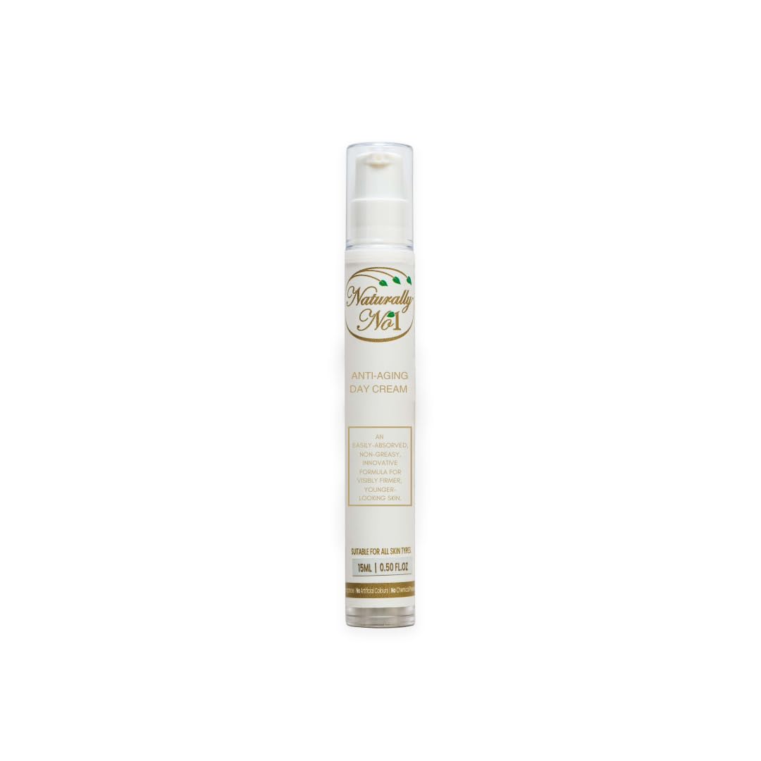 Naturally No. 1 Anti-Aging Day Cream SPF 50+ - Firming and Hydrating Skincare Formula with Collagen, Hyaluronic Acid and Natural Ingredients for Younger-Looking Skin (15ml)