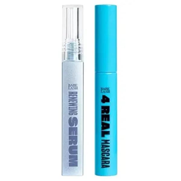 Babe Original Renewing Lash Serum 6mL and 4 Real Mascara Bundle, Peptide-Infused Eyelash Serum for Fuller, Longer Looking Natural Lashes, Lash Enhancing Treatment