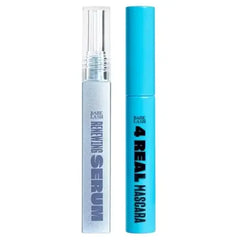 Babe Original Renewing Lash Serum 6mL and 4 Real Mascara Bundle, Peptide-Infused Eyelash Serum for Fuller, Longer Looking Natural Lashes, Lash Enhancing Treatment