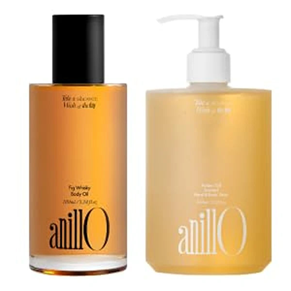 ANILLO Fig Whisky Body Oil + Amber528 Hand & Body Wash Bundle – Hydrating & Nourishing Skincare Set with Fig, Jojoba, Hinoki & YuzuNon-Sticky, Vegan, Sulfate-Free, Woody & Amber Scents – All Skin Type