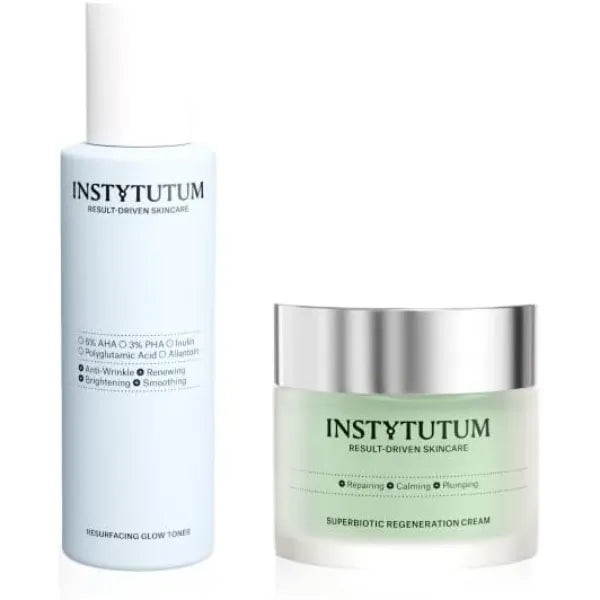 INSTYTUTUM Resurfacing Glow Toner & SuperBiotic Regenerating Cream Duo