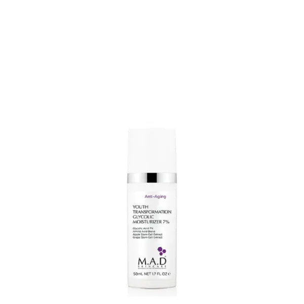 M.A.D Skincare Anti-Aging Youth Transformation Glycolic Moisturizer 7%, 1.7 Fl Oz