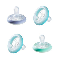 Tommee Tippee Breast-Like Soother Night, Glow in the Dark, 6-18m, Pack of 4 Dummies, Skin-Like Texture, Symmetrical Orthodontic Design, BPA-Free