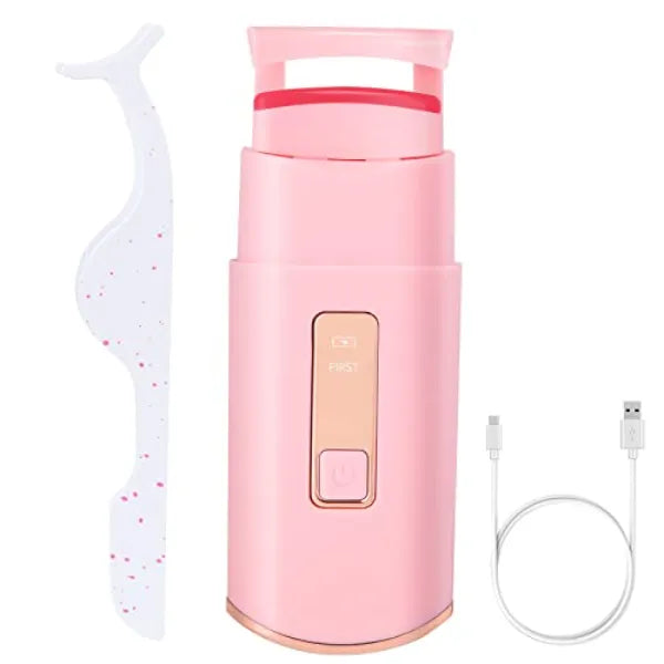 Docolor Heated Eyelash Curlers With Tweezers Rechargeable Electric Handheld Eyelash Curler Quick Natural Curling Eye Lashes and Professional Stainless Steel Tweezers for Eyebrows
