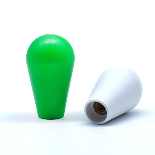 Arcity 2 Pcs Arcade Joystick Oval Bat Top Topper Knob Ball Top Handle Knob American Type Style Green and White for Zippy SANWA SEIMITSU Arcade1up Machine Console Cabinet New