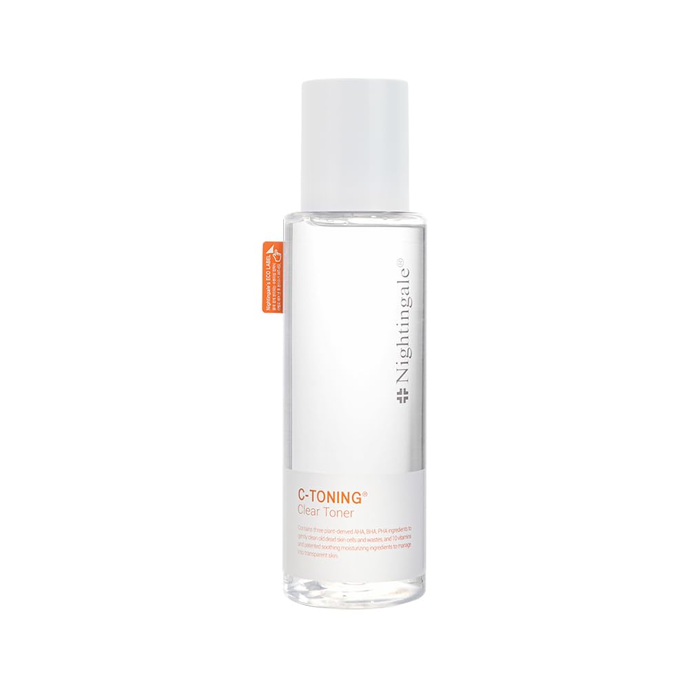 Nightingale Korean C-Toning Clear Toner Mild 200ml - Skincare Moisturizing Nourishing Hydrating Essence Toner AHA, BHA, PHA, Vitamin C - Exfoliating Toner with Natural Ingredients