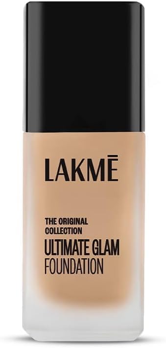 Lakme Ultimate Glam Liquid Foundation, Shade 01, Lightweight, Water-Based Foundation for Natural Glow, 25 ml