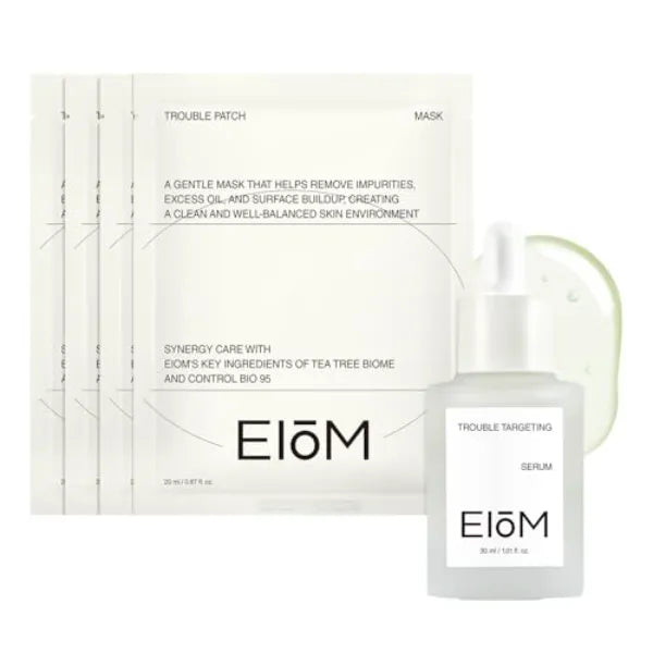 EIOM Calming Acne Care Duo – Trouble Targeting Serum & Patch Mask with Tea Tree, Hyaluronic Acid & Salicylic Acid for Sensitive, Blemish-Prone Skin