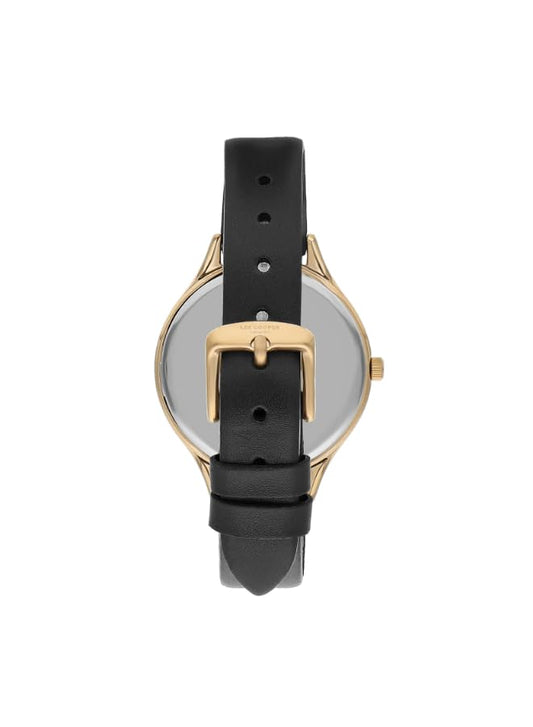 Lee Cooper Women's 2035 Movement Watch, Analog Display and Leather Strap - LC07567.177, Black