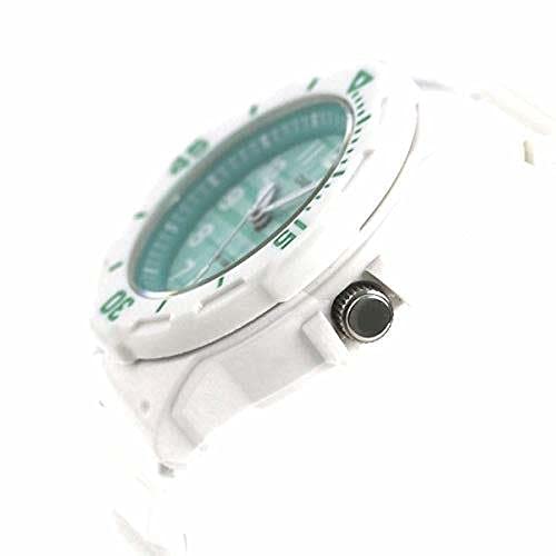 Casio Womens Quartz Watch, Analog Display and Resin Strap White/Pattern Green