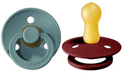 BIBS Baby Pacifier | BPA-Free Natural Rubber | Made in Denmark | Island Sea/Wine 2-Pack (6-18 Months)