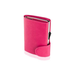 Santhome Card Holder Wallet, Mens Minimalist Slim Metal RFID NFC Blocking Contactless Card Protector Security Pop up wallet (Pink)