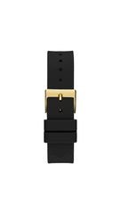 GUESS US Women's Gold-Tone and Black Silicone Multifunction Watch