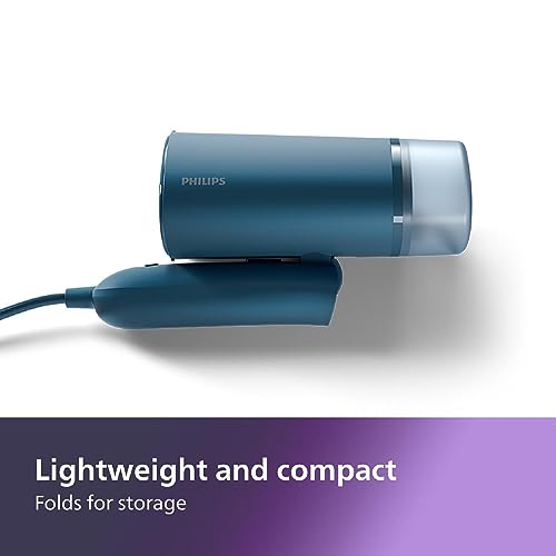 PHILIPS 3000 Series Handheld Steamer, Compact & Foldable, Ready to Use in ˜30 Seconds, 1000W, up to 20g/min, No Ironing Board Needed, Blue (STH3000/20)