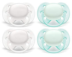Philips Avent SCF210/03 Ultra Soft Dummy, 0-6 Months, Arctic White/Green, Pack of 2