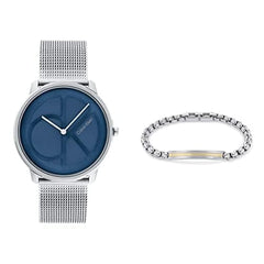 Calvin Klein Iconic Mesh - 40Mm Unisex's Blue Dial, Stainless Steel Watch + Calvin Klein Channeled Metal, Men's Bracelet