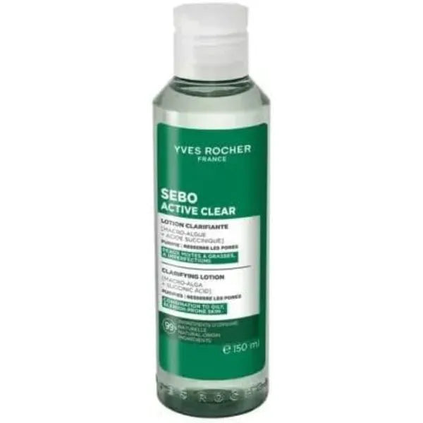 Yves Rocher Sebo Active Clear Anti-Imperfection Cleansing Tonic Lotion Women Day Care Hydration All Skin Types - 150 ml / 5 fl. Oz