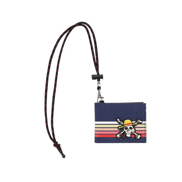 One Piece Men's Live Action Straw Hat Skull & Crossbones Navy Bifold Wallet