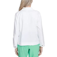Alfred Dunner Petite Rise & Shine Soutache Fringe Trim Jacket, White