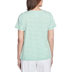 Alfred Dunner Petite Rise & Shine Lemon Printed Striped Top, Lime